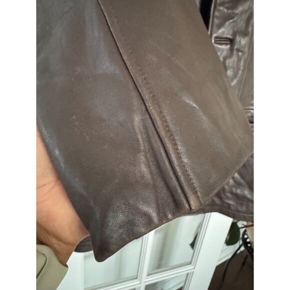 Vintage Genuine Leather Coat Oversized Unisex Fit - Picture 3 of 10